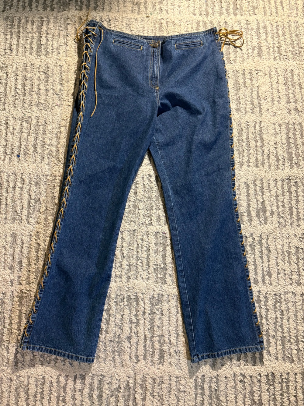 Willi Smith Dark Blue Denim Jeans with Tan Side Lacing